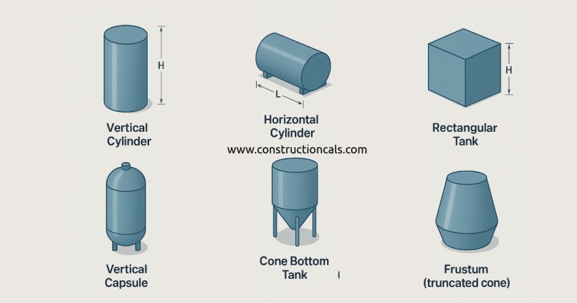 Tank Volume Calculator Shapes