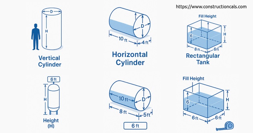 Tank Volume Calculator Shapes